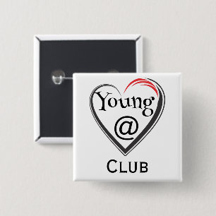Young at Heart Club-knop Vierkante Button 5,1 Cm