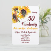 Young at Heart Zonnebloem Fabulous 50 Kaart (Staand voorkant)