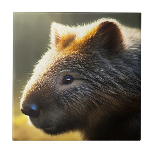 Young Australian Wombat, Ceramic Tegel Tegeltje (Voorkant)