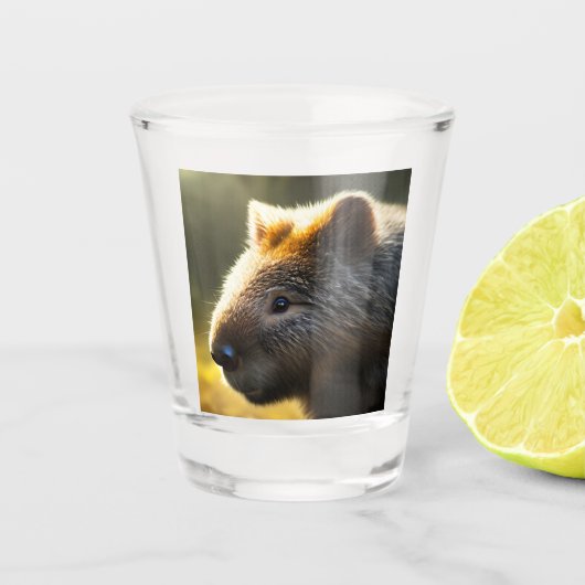Young Australian Wombat, Shot Glass Glas (Voorkant)