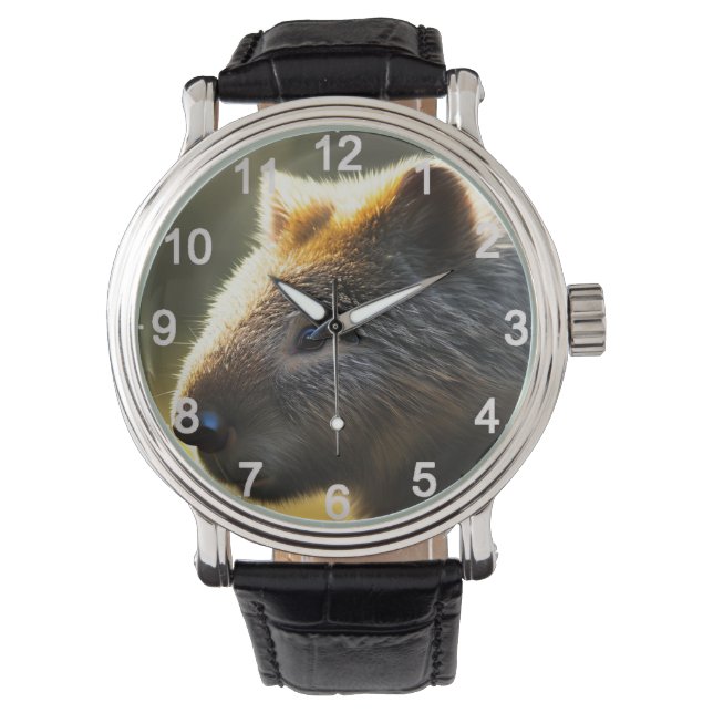 Young Australian Wombat, Wrist Watch Horloge (Voorkant)