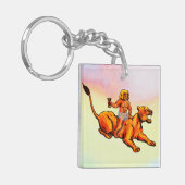 Young Bacchus die een leeuwin rijdt en wijn drink Sleutelhanger (Voorkant Links)