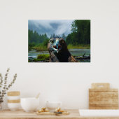 Young Bald Eagle en Misty Alaskan River Poster (Keuken)