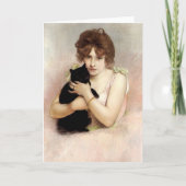 Young Ballerina Holding Black Cat Carrier-Belleuse Kaart (Voorkant)