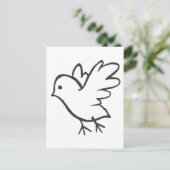 Young Bird Flying Black and White Sketch Briefkaart (Staand voorkant)