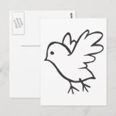Young Bird Flying Black and White Sketch Briefkaart (Voorkant / Achterkant)