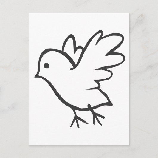 Young Bird Flying Black and White Sketch Briefkaart (Voorkant)