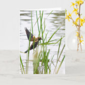 Young Bird in Flight Kaart (Gele Bloem)