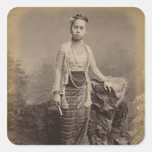 Young Birmese girl, c.1875 Vierkante Sticker (Voorkant)