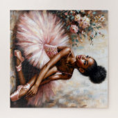 Young Black Ballerina in Pink Tutu & Pointe Shoes Legpuzzel (Horizontaal)