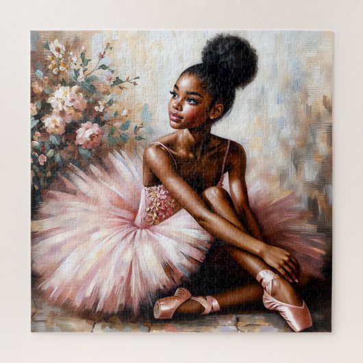 Young Black Ballerina in Pink Tutu & Pointe Shoes Legpuzzel (Verticaal)