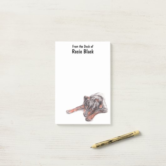 Young Black Dog Portrait Post-it® Notes (Op bureau)