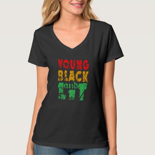 Young Black en Lit Pride African American History T-shirt (Voorkant)