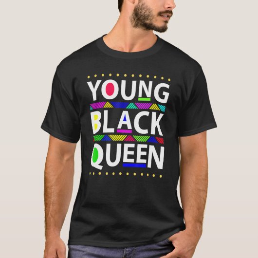 Young Black Queen Black History Meisjes Kinder T-shirt (Voorkant)
