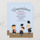 Young Boy Afstuderen Afstuderen Uitnodiging (Voorkant / Achterkant)