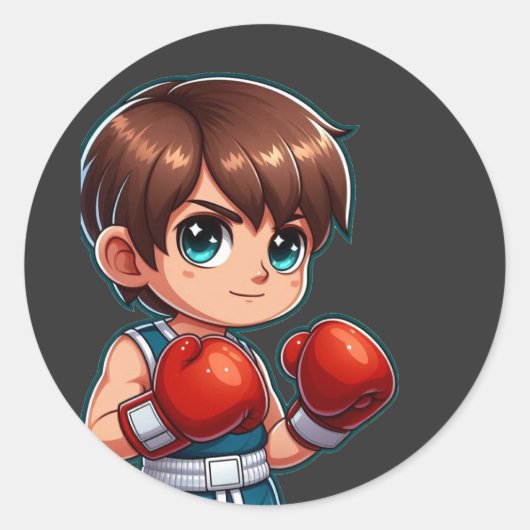 Young Boy Boxing Ronde Sticker (Voorkant)