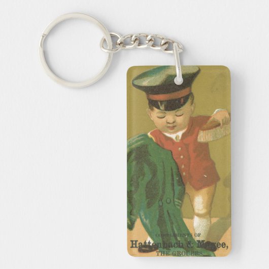 Young Boy Brushing Coat Ephemera Sleutelhanger (Voorkant)