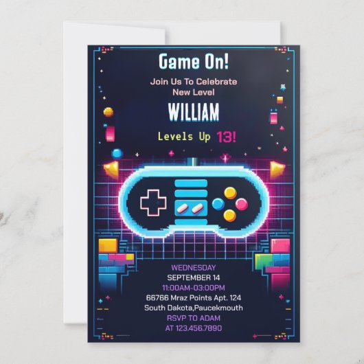 Young Boy Cool Kinder Gaming Level Up 10th Verjaar Kaart (Voorkant)