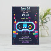 Young Boy Cool Kinder Gaming Level Up 10th Verjaar Kaart (Staand voorkant)