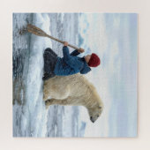 Young Boy on Ice Rescuing a Polar Bear Legpuzzel (Horizontaal)