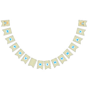 Young Boy Polka Dot/Teddy Bear Birthday Bunting Vlaggetjes