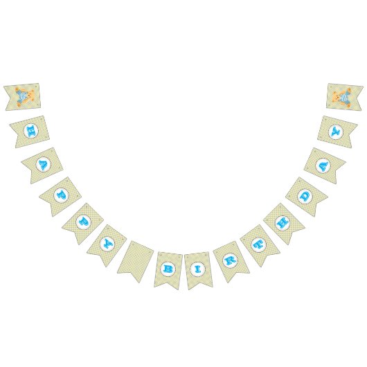 Young Boy Polka Dot/Teddy Bear Birthday Bunting Vlaggetjes (Alle)