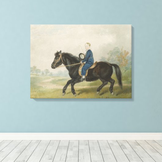 Young Boy Riding a Pony (door Penry Williams) Canvas Afdruk (Insitu (Houten vloer))