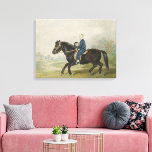 Young Boy Riding a Pony (door Penry Williams) Canvas Afdruk (Insitu (Woonkamer))