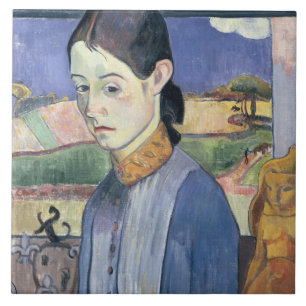 Young Breton Woman, 1889 (olie op doek) Tegeltje