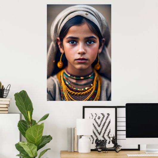 young, brown girl from North Africa Poster (Thuiskantoor)