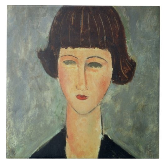Young Brunette, 1917 (olie op doek) Tegeltje (Voorkant)