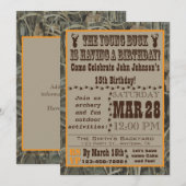 Young Buck Hunting Birthday Invitation with Camo Kaart (Voorkant / Achterkant)