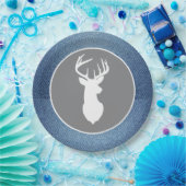Young Buck White Deer Denim Grey Party Borden Papieren Bordje (Feest)