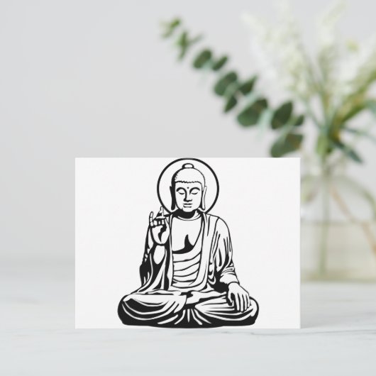 Young Buddha No.1 (zwart wit) Briefkaart (Staand voorkant)