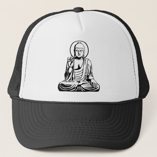 Young Buddha No.1 (zwart wit) Trucker Pet (Voorkant)