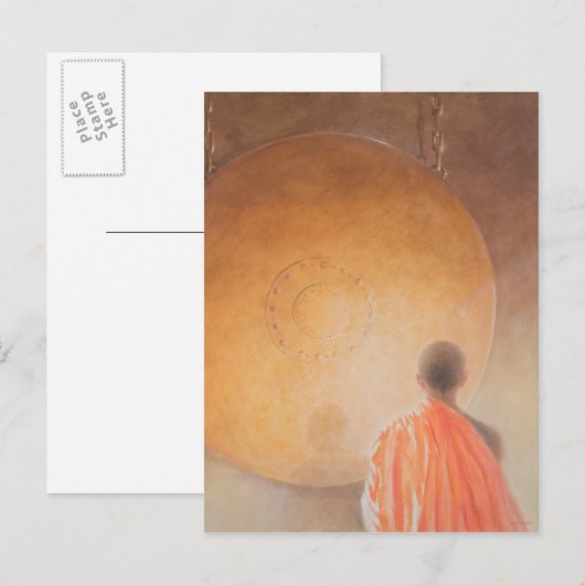 Young Buddhist Monk en Gong Bhutan 2010 Briefkaart (Voorkant / Achterkant)