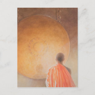 Young Buddhist Monk en Gong Bhutan 2010 Briefkaart