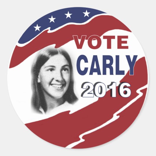 Young Carly Fiorina Ronde Sticker (Voorkant)
