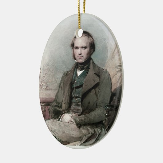 Young Charles Darwin Portrait Oval Ornament (Links)