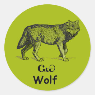 Young Cherokee Wolf Ronde Sticker
