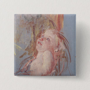 Young Child in zijn moederarmen Vierkante Button 5,1 Cm