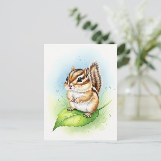 Young Chipmunk Baby Wild Animals Briefkaart (Staand voorkant)
