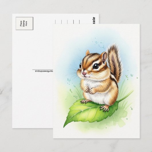 Young Chipmunk Baby Wild Animals Briefkaart (Voorkant / Achterkant)