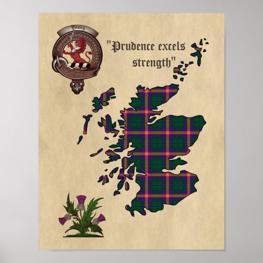 Young Clan Badge and Tartan Poster 11x14 (Voorkant)