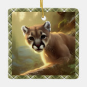 Young Cougar Wildlife Portrait Personalized Keramisch Ornament (Voorkant)