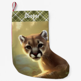 Young Cougar Wildlife Portrait Personalized Kleine Kerstsok