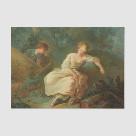Young Couple in a Landscape van Jean-Baptiste Huet Tissuepapier (Voorkant)