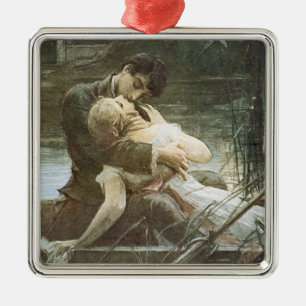 Young Couple in Love (Kust in a Boat) (Romance) Metalen Ornament