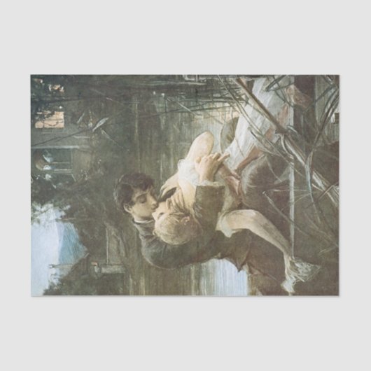 Young Couple in Love (Kust in a Boat) (Romance) Tissuepapier (Voorkant)