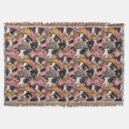 Young Cows Wearing Spring Hats In Strawberry Field Deken